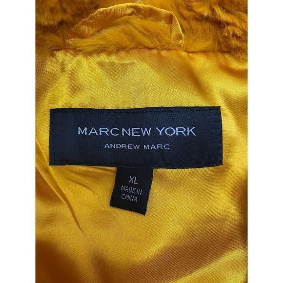 Marc New York Faux Fur Golden Rod Front Zip Vest Silky Lined Super Soft Size XL - Picture 5 of 9